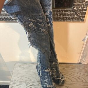 Distressed Blue Jeans